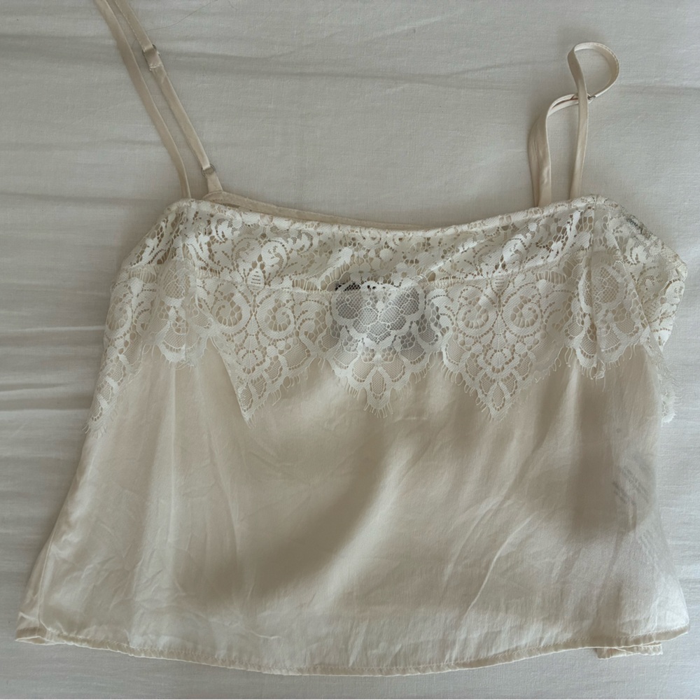 Reformation Cream Lace Detail Chemise
